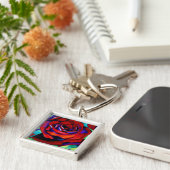 赤い情熱バラオリジナル水彩画 キーホルダー (側面)