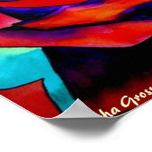 赤い情熱バラオリジナル水彩画 ポスター (角)