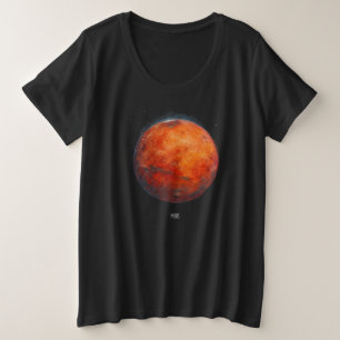 赤い惑星：火星水色 プラスサイズTシャツ