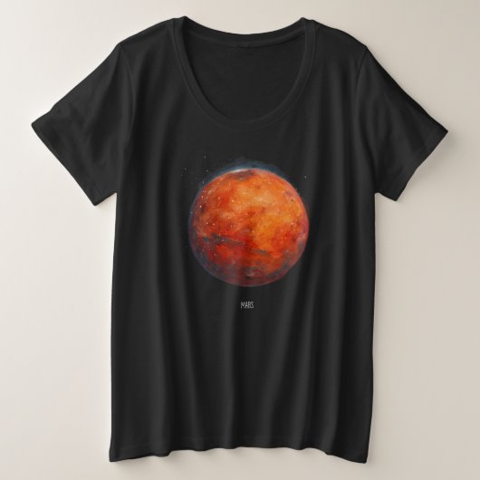 赤い惑星：火星水色 プラスサイズTシャツ (デザイン正面)