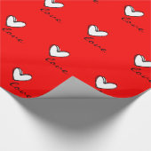 赤い愛およびハート ラッピングペーパー (角)