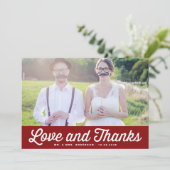 赤い愛と感謝していレトロ写真結婚の サンキューカード (スタンド正面)