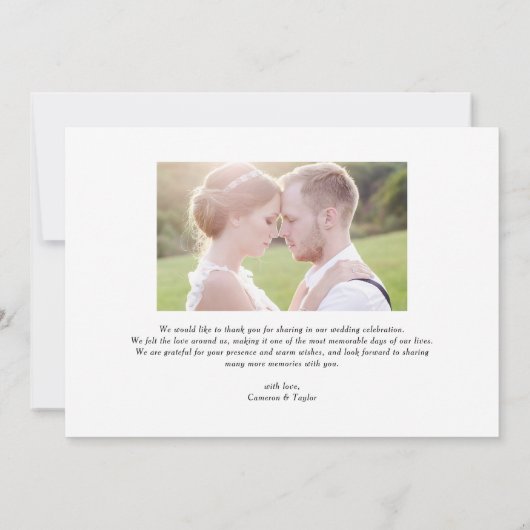 赤い愛と感謝していレトロ写真結婚の サンキューカード (裏面)