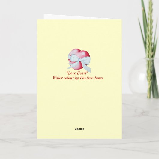 赤い愛のハートとロマンチックな詩の白い弓 カード (裏面)