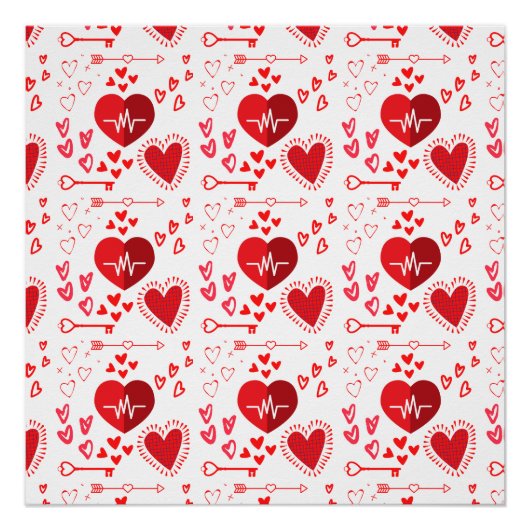 赤い愛のハートと矢印 ポスター (正面)