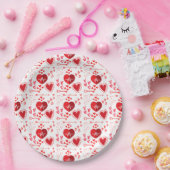 赤い愛のハートと蜂蜜 ペーパープレート (パーティー)