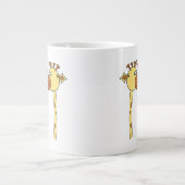 赤い愛のハートと2つのギラフェ。漫画 ジャンボコーヒーマグカップ (正面)