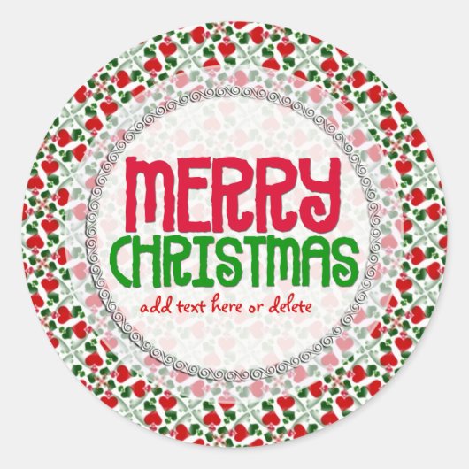 赤い愛のハートクリスマスギフトラベルシール ラウンドシール (正面)