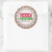 赤い愛のハートクリスマスギフトラベルシール ラウンドシール (バッグ)