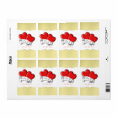 赤い愛のハートスクロールタトゥー金ゴールドラベル ラベル (フルシート)