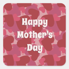 赤い愛のハートパターン母の日 スクエアシール