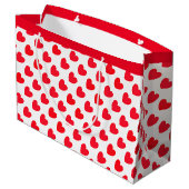 赤い愛のハートパターン（白） ラージペーパーバッグ (裏面アングル)