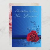 赤い愛のバラと更新招待を誓う 招待状 (正面/裏面)