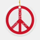 赤い愛の喜び平和のサインカスタム写真の家族の名前 セラミックオーナメント (裏面)