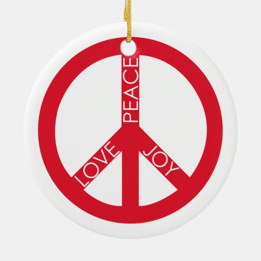 赤い愛の喜び平和のサインカスタム写真の家族の名前 セラミックオーナメント (裏面)