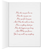 赤い愛の心はロマンチックな詩とキャンドル (内側 (右))