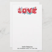 赤い愛の文字はっきりしたの文字水色 (正面/裏面)