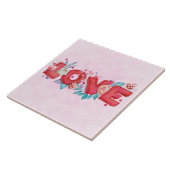 赤い愛の文字はっきりしたの文字水色 タイル (側面)