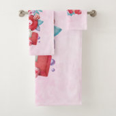 赤い愛の文字はっきりしたの文字水色 バスタオルセット (インサイチュ)