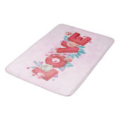 赤い愛の文字はっきりしたの文字水色 バスマット (アングル)