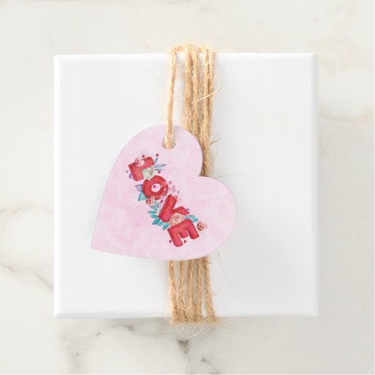 赤い愛の文字はっきりしたの文字水色 フェイバータグ (インサイチュ)