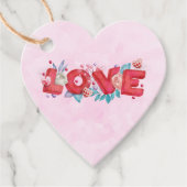 赤い愛の文字はっきりしたの文字水色 フェイバータグ (正面)