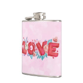 赤い愛の文字はっきりしたの文字水色 フラスク (左)