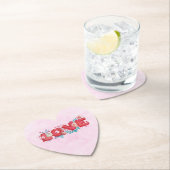 赤い愛の文字はっきりしたの文字水色 ペーパーコースター (インサイチュ)