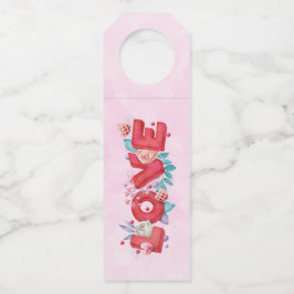 赤い愛の文字はっきりしたの文字水色 ボトルネックタグ