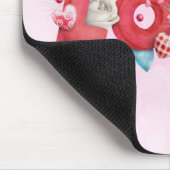 赤い愛の文字はっきりしたの文字水色 マウスパッド (コーナー)