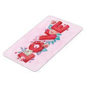 赤い愛の文字はっきりしたの文字水色 マグネット (左側)