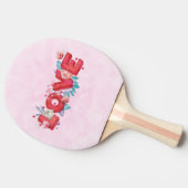 赤い愛の文字はっきりしたの文字水色 卓球ラケット (横)