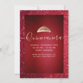 赤い愛らしい金ゴールドシークンズドレスティアラ・キンセアニラ 招待状 (裏面)