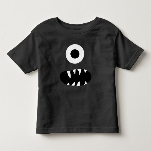 赤い愛らしい1つの注目されたモンスターの顔のおもしろいな子供 トドラーTシャツ (正面)