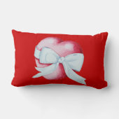 赤い愛ハートと白い弓ロマンチックデザイン ランバークッション (裏面)