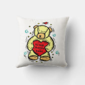 赤い愛ハートを保持している私の蜂蜜くまに クッション (裏面)