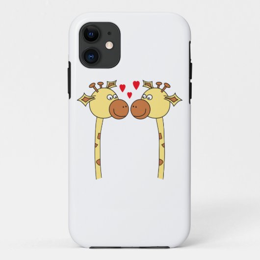 赤い愛ハートを持つ2頭のキリン。 漫画 Case-Mate iPhoneケース (裏面)