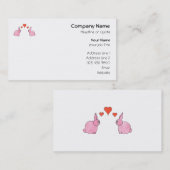 赤い愛中心が付いているかわいいピンクのウサギ 名刺 (正面/裏面)