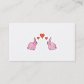 赤い愛中心が付いているかわいいピンクのウサギ 名刺 (裏面)