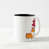 赤い愛及びハートのコーギーのマグ| CorgiThings ツートーンマグカップ (正面右)