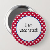 赤い愛国心を越えた星の私は予防接種を受けている 缶バッジ (正面&裏面)