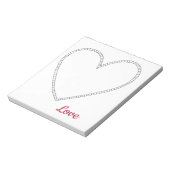 赤い愛 白いハート ノートパッド (回転)