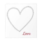 赤い愛 白いハート ノートパッド (正面)