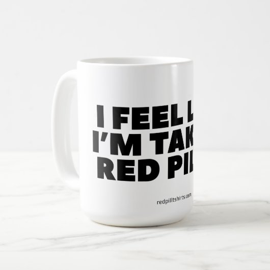 「赤い感じ丸薬を飲むのが好き！」 クラシックマグ コーヒーマグカップ (正面左)