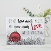 赤い感動的装飾のクリスマス引用文 カード (スタンド正面)