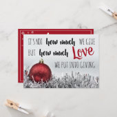 赤い感動的装飾のクリスマス引用文 カード (正面/裏面インサイチュ)