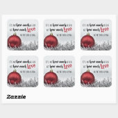 赤い感動的装飾のクリスマス引用文 スクエアシール (シート)