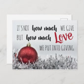 赤い感動的装飾のクリスマス引用文 ポストカード (正面/裏面)