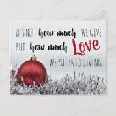 赤い感動的装飾のクリスマス引用文 ポストカード (正面)