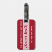 赤い感動的装飾のクリスマス引用文 ラゲッジタグ (裏面縦)